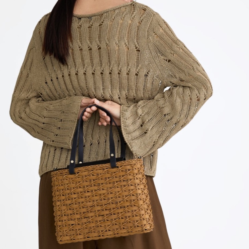 NWT • Zara • Natural Basket Bag